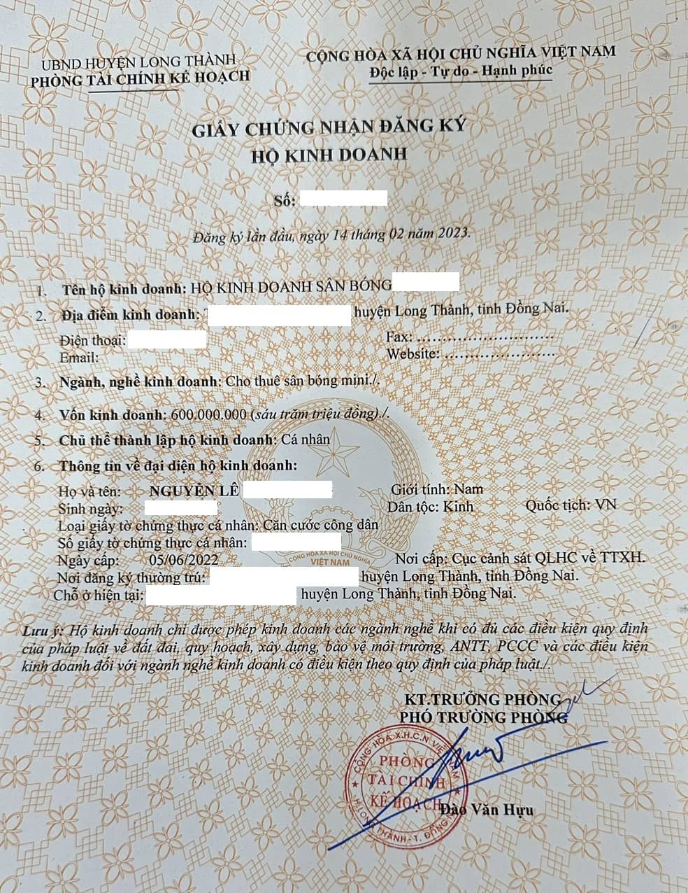 giay phep kinh doanh san bong Giấy Phép Kinh Doanh Sân Bóng